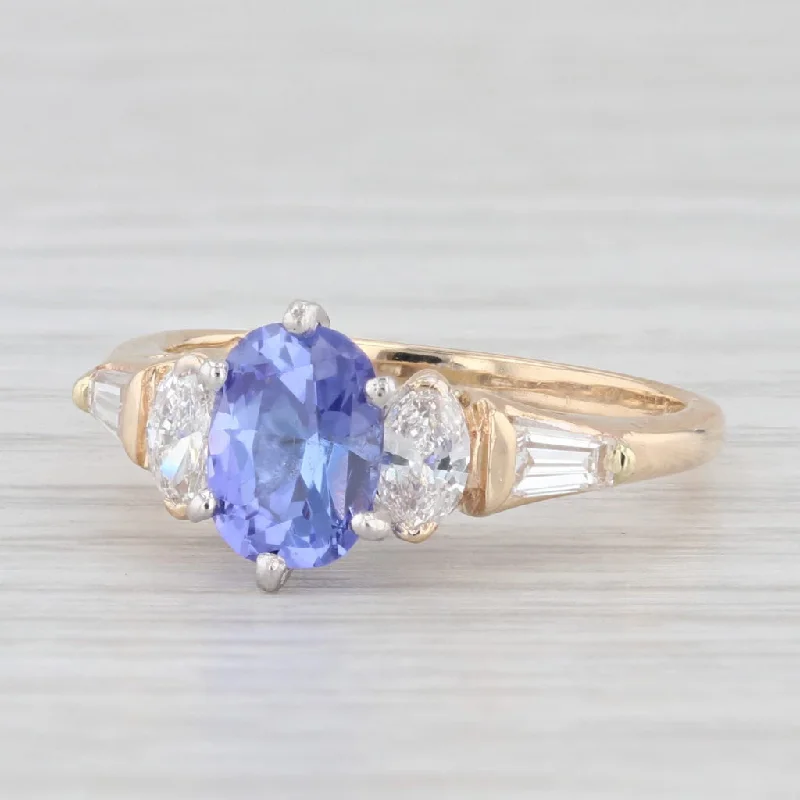 engagement-pearl-classic-ring-1.66ctw Tanzanite Diamond Ring 14k Yellow Gold Size 6 Oval Engagement