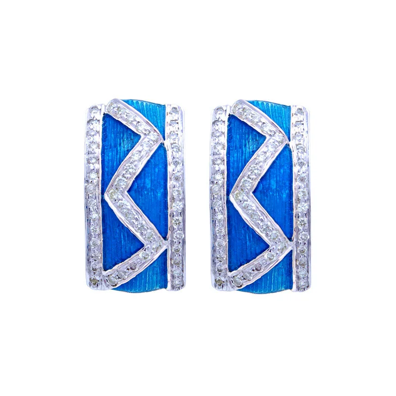 ladies-silver-bar-earrings-Earrings-Diamond (Enamel)