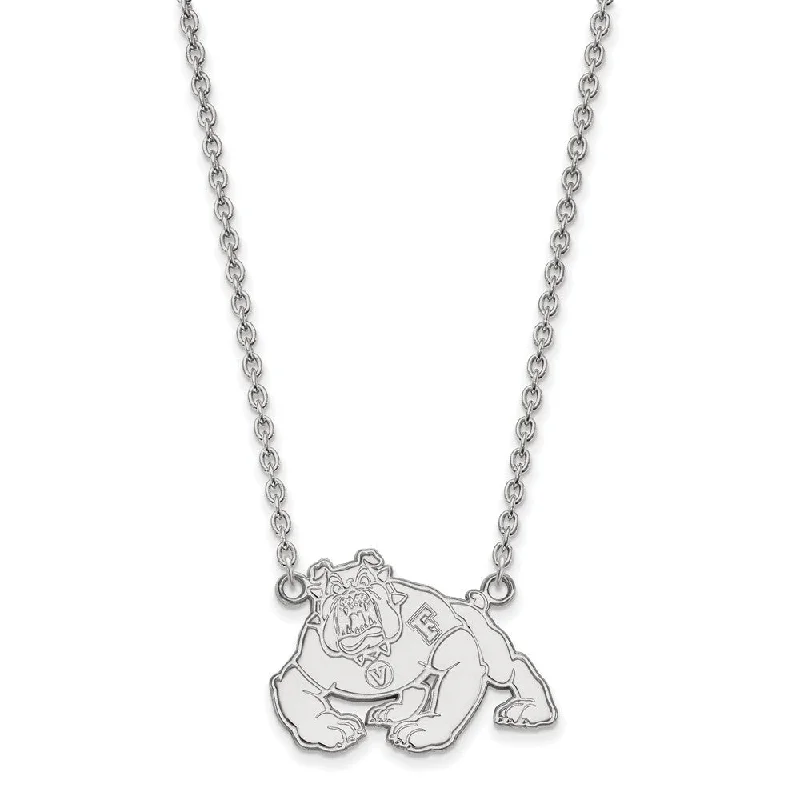 Ladies necklaces chunky elegance -Sterling Silver California State Fresno Large Bulldog Pendant Necklace