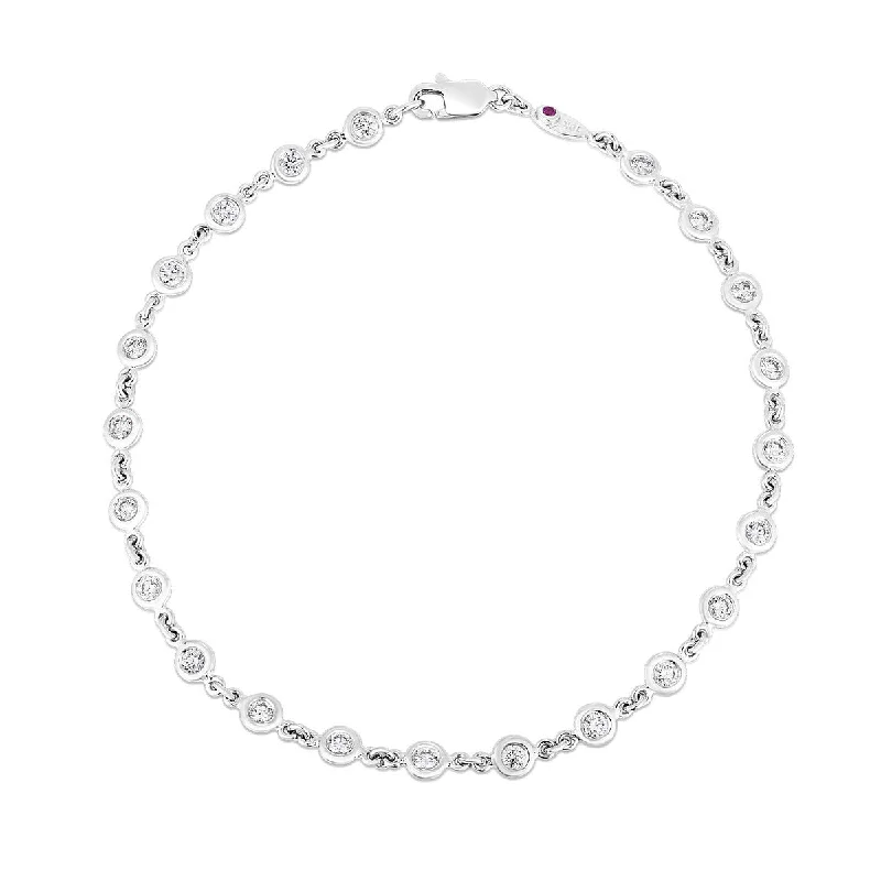 Ladies bracelets with ridge charms -18K White Gold Continuous Diamond Station Bracelet