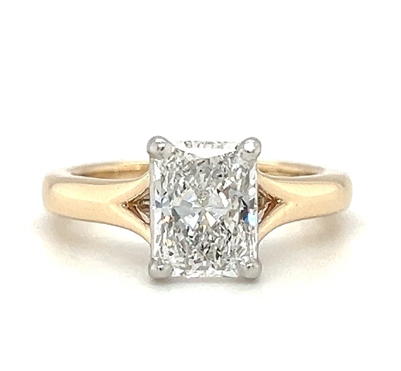 engagement-emerald-unique-ring-Pre-Owned 14k Yellow Gold/Platinum 1.40 ct Radiant Cut Diamond Solitaire Engagement Ring