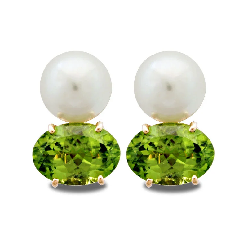 ladies-fashion-rose-gold-earrings-Earrings-Peridot and Pearl