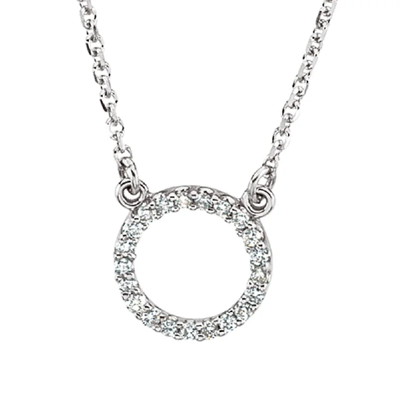 Ladies necklaces with black jet -1/10 cttw Diamond Circle Necklace in 14k White Gold