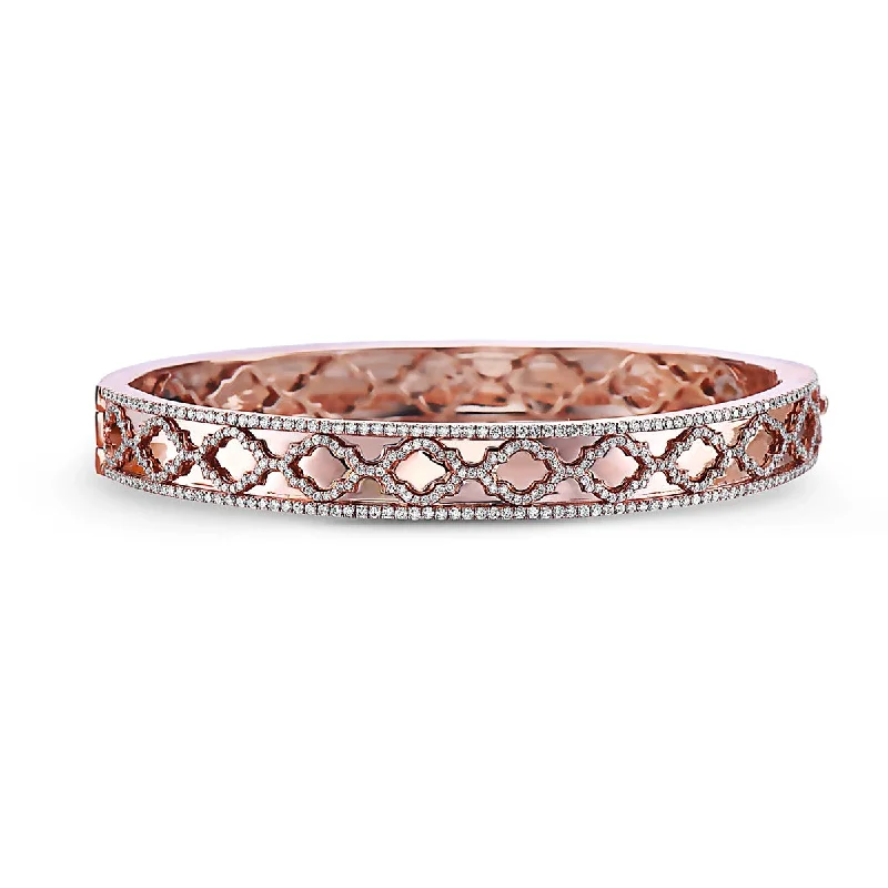 Ladies bracelets for wedding vibes -Diamond Faceted Trellis Bangle Bracelet