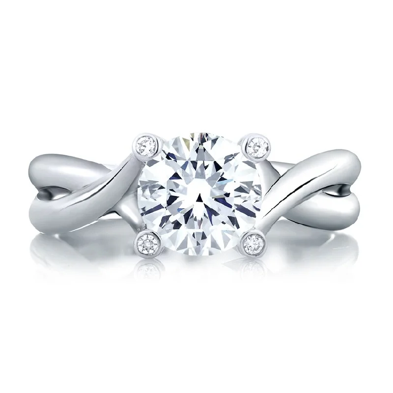 engagement-diamond-bezel-ring-18k White Gold Urban Vine Signature Bubble Solitaire Engagement Ring by A. JAFFE