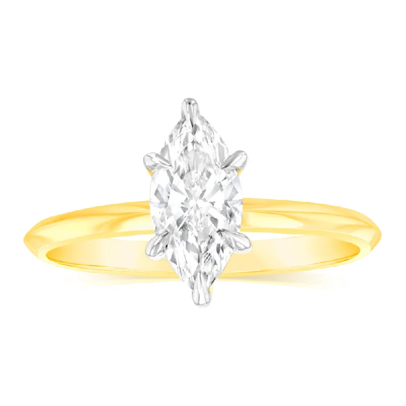 engagement-birthstone-white-gold-ring-Luminesce Lab Grown Certified 1 Carat Marquise Diamond Engagement Ring in 18ct Yellow Gold