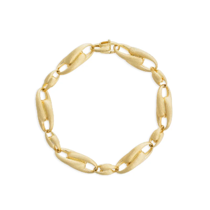 Ladies bracelets glossy elegance -18K Yellow Gold Large Alternating Link Bracelet