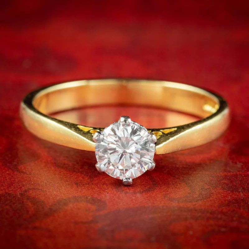 ladies-oval-rose-gold-rings-Edwardian Style Diamond Solitaire Ring 0.75ct Diamond