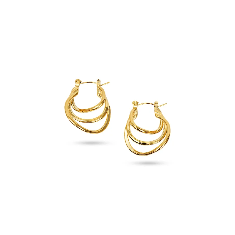 ladies-artisan-gold-earrings-THE PETIT TRIPLE STACK EARRING