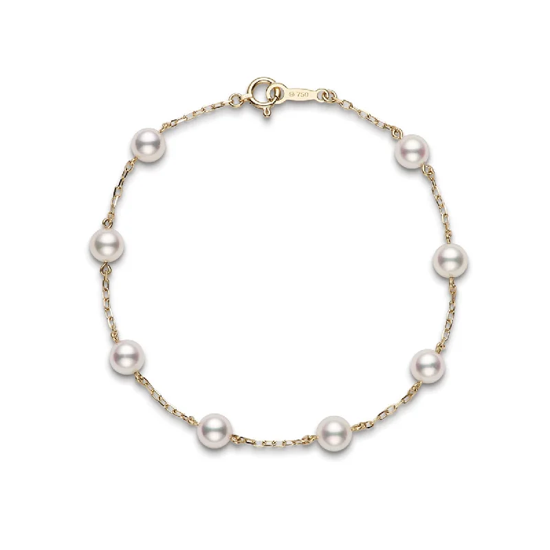 Ladies bracelets with antler charms -Akoya Cultured Pearl Station Bracelet