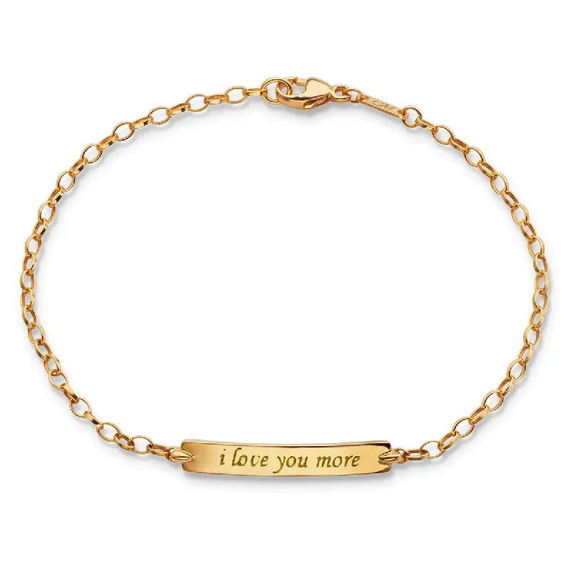 Ladies bracelets with lunar charms -18K Yellow Gold I Love You More Petite Poesy Bracelet