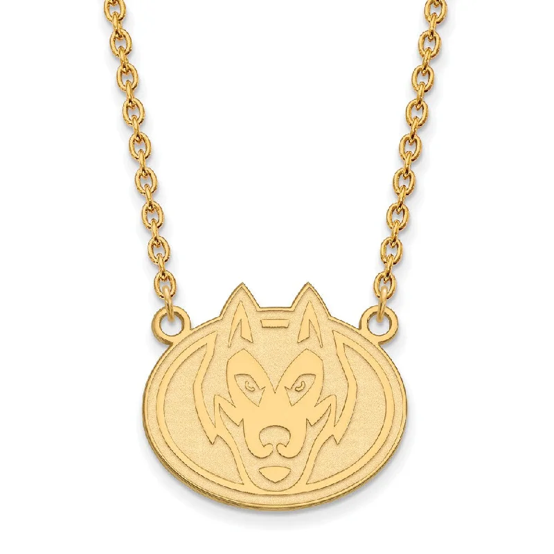 Ladies necklaces for award ceremonies -14k Gold Plated Silver St. Cloud State Large Pendant Necklace