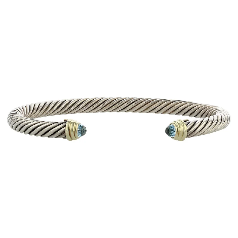 Ladies bracelets tarnish-free silver -David Yurman Cable Classic Bracelet with Blue Topaz