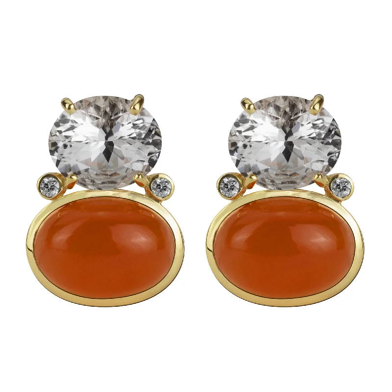 ladies-gemstone-rose-gold-earrings-Earrings - Crystal, Cornellian And Diamond (2343D)