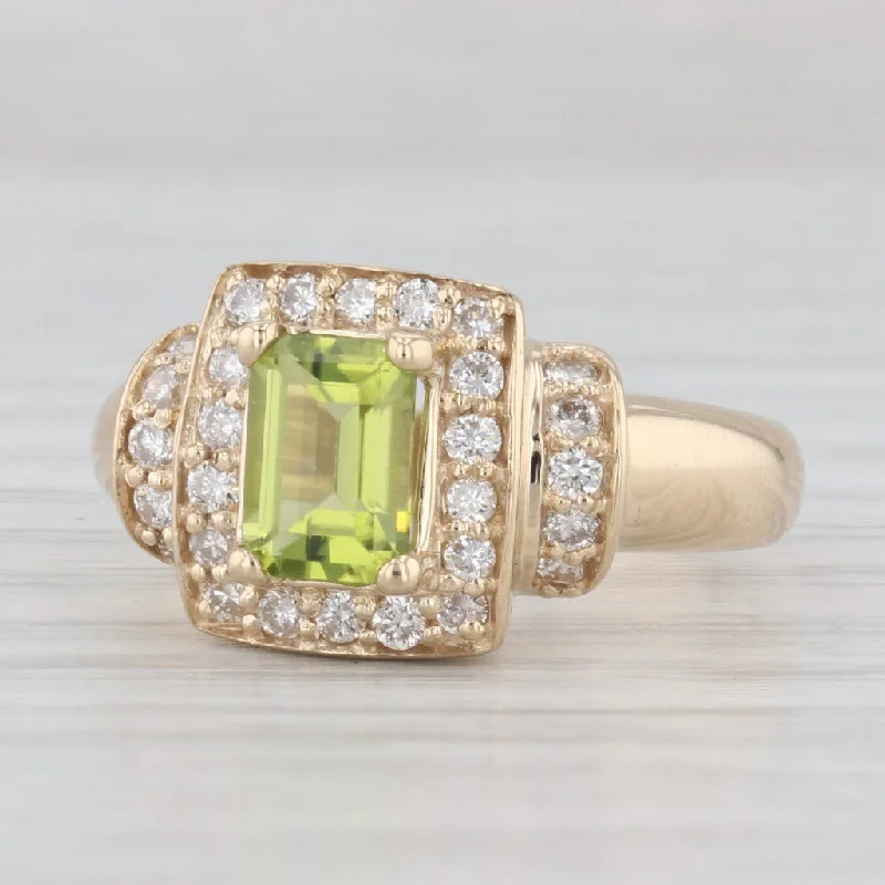 engagement-diamond-pave-ring-1.40ctw Peridot Diamond Halo Ring 14k Yellow Gold Size 7 Engagement