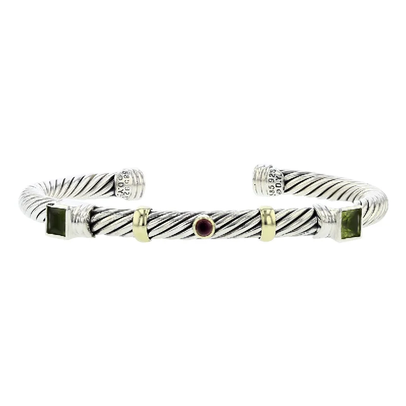 Ladies bracelets with woof charms -David Yurman Tourmaline Peridot Renaissance Station Cable Cuff Bracelet