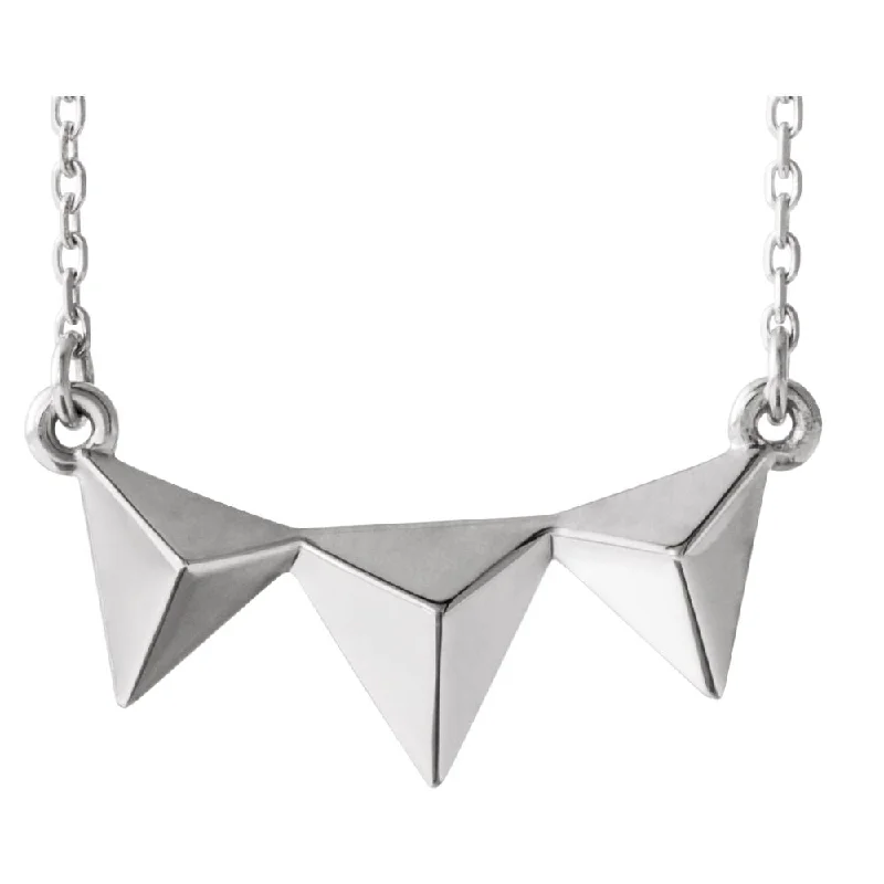 Ladies necklaces elegant designs -Sterling Silver Small Pyramid Bar Necklace, 16-18 Inch