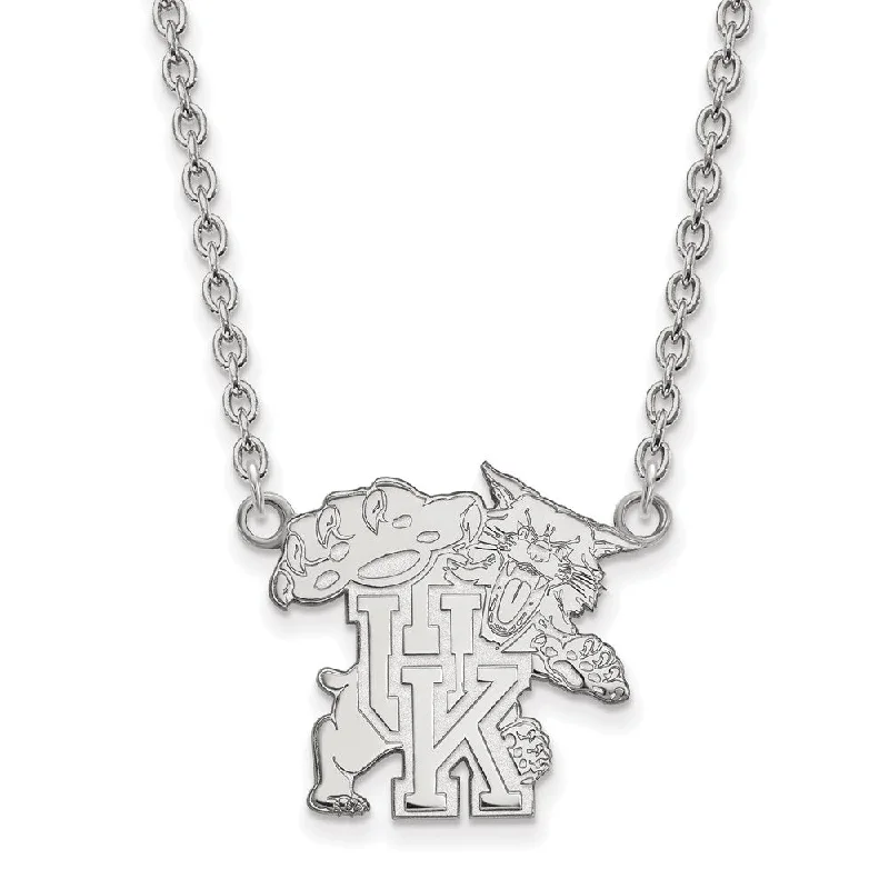 Ladies necklaces pure sterling silver -10k White Gold U of Kentucky Large Wildcat UK Pendant Necklace