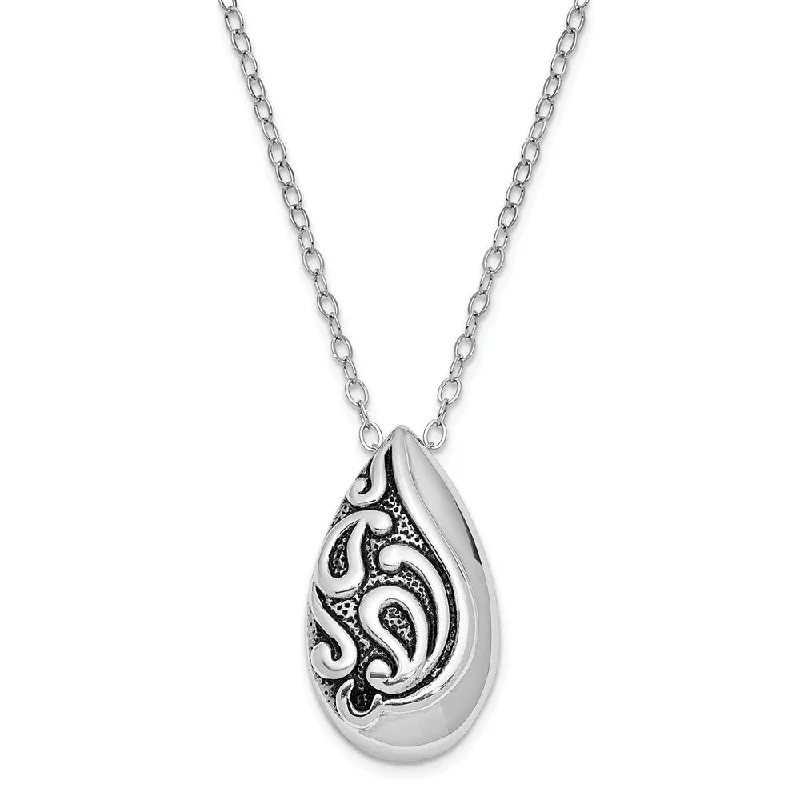 Ladies necklaces for lawyers -Antiqued Sterling Silver Teardrop Ash Holder Necklace, 18 Inch