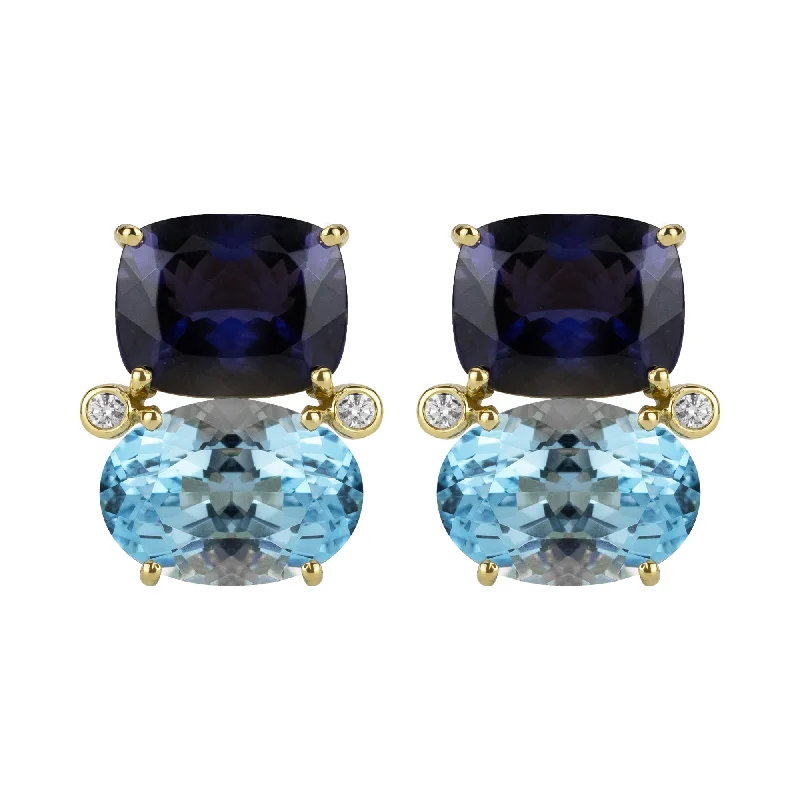 ladies-jacket-pearl-earrings-Earrings  - Iolite, Blue Topaz And Diamond (2345B)