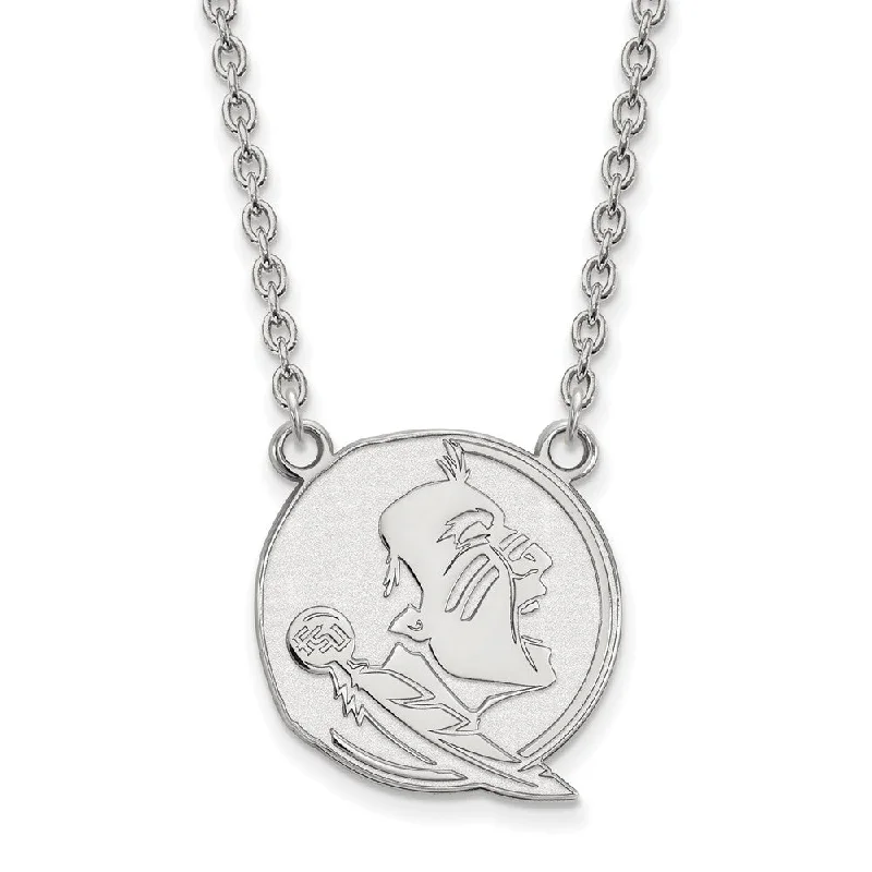 Ladies necklaces avant-garde style -10K White Gold Florida State Large Seminole Pendant Necklace