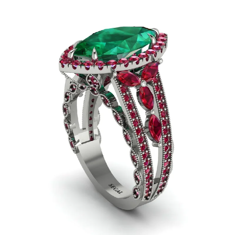 engagement-diamond-channel-ring-Emerald Majestic Splendor Engagement Ring - Antonella No. 51