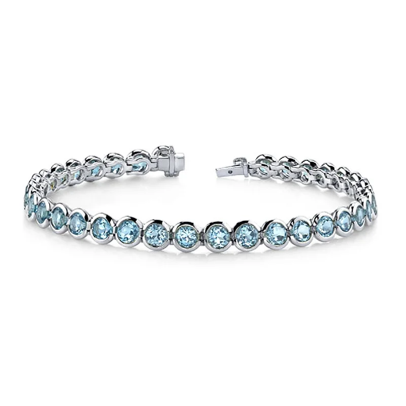 Ladies bracelets with lace agate -Blue Topaz 14K White Gold Bracelet