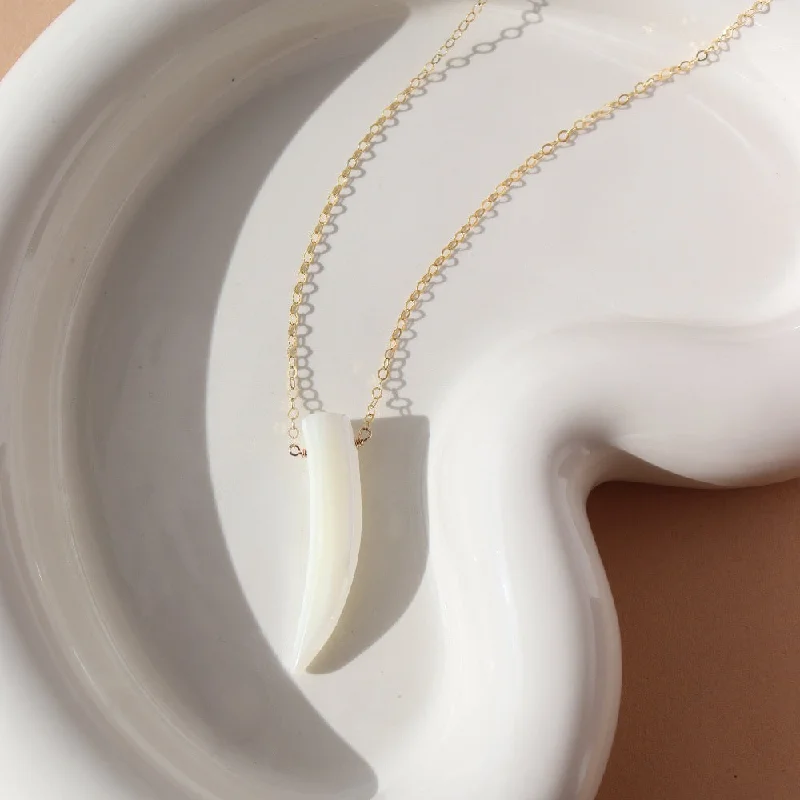 Ladies necklaces for work friends -Mother of Pearl Tusk Necklace | Wholesale