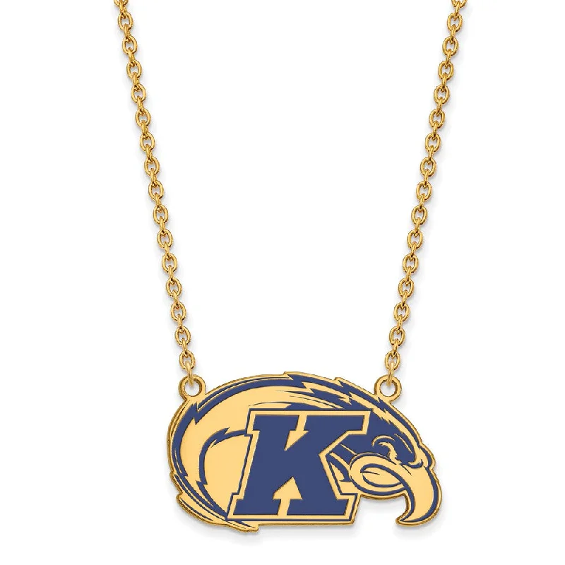 Ladies necklaces for explorers -14k Gold Plated Silver Kent State Large Enamel Pendant Necklace