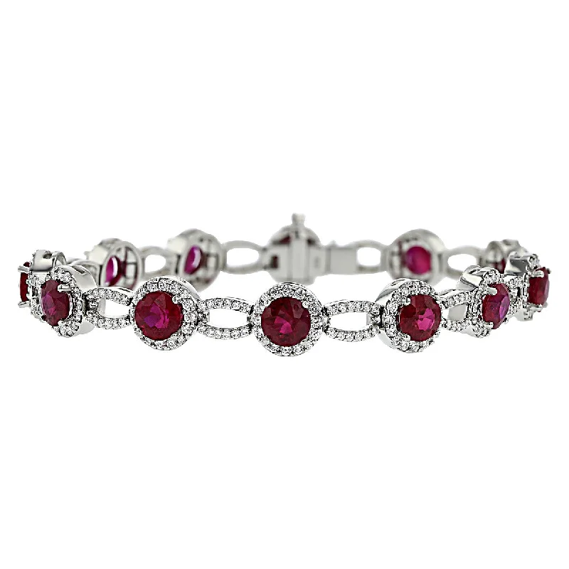 Ladies bracelets with mint peridot -Alan Kleinman Platinum Ruby and Diamond Bracelet