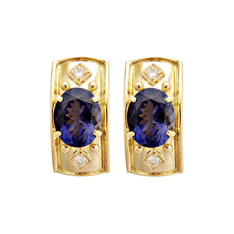 ladies-fashion-silver-earrings-Earrings-Iolite and Diamond