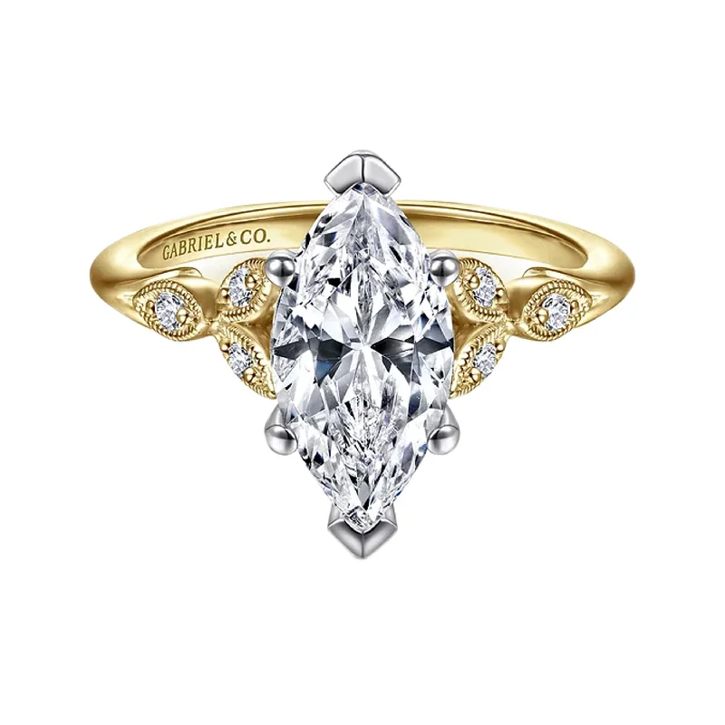 engagement-cushion-cut-diamond-ring-Gabriel 14K White-Yellow Gold Marquise Shape Diamond Engagement Ring Mounting