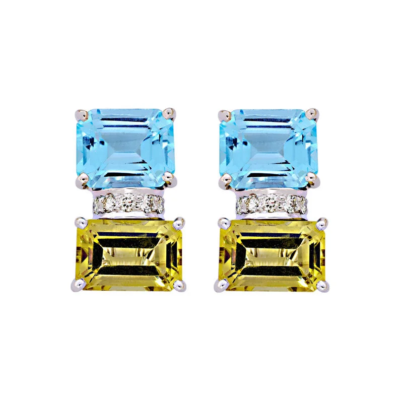 ladies-bridal-chandelier-earrings-Earrings-Blue Topaz, Lemon Quartz and Diamond