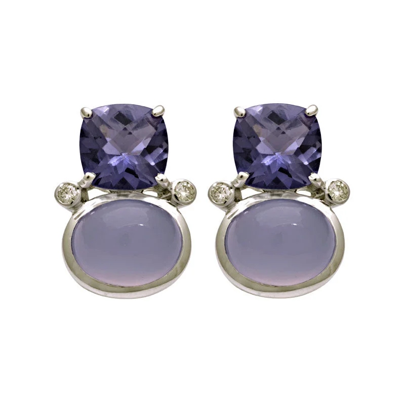 ladies-delicate-diamond-earrings-Earrings-Iolite, Chalcedony and Diamond