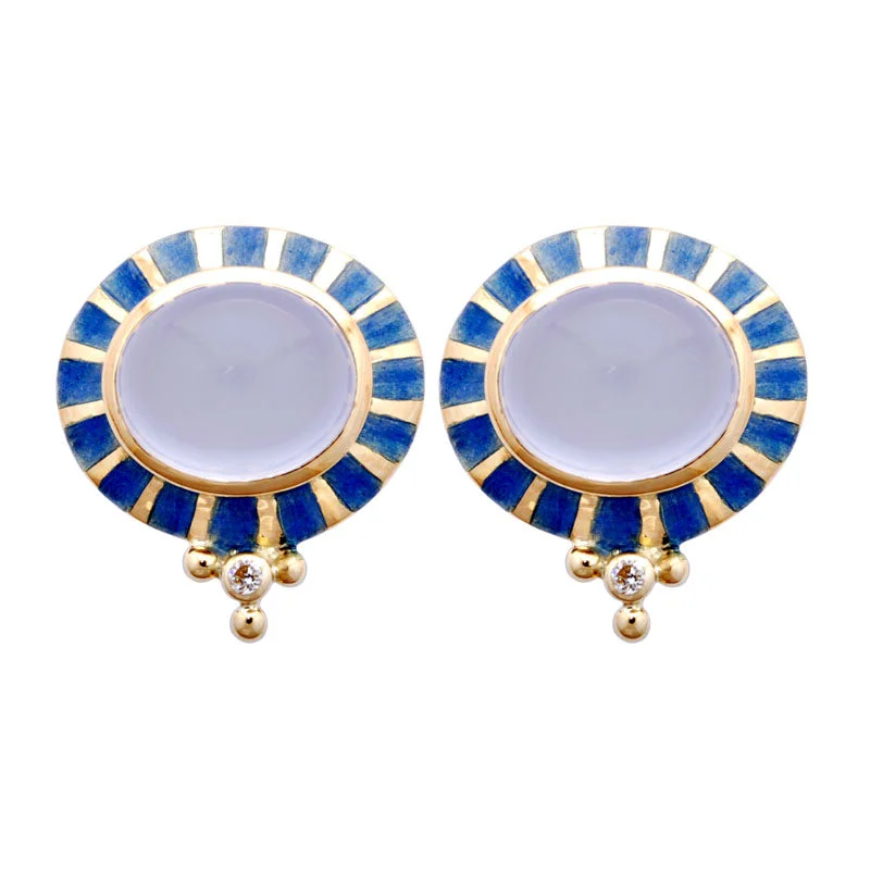 ladies-pearl-thread-earrings-Earrings-Chalcedony, and Diamond (Enamel)