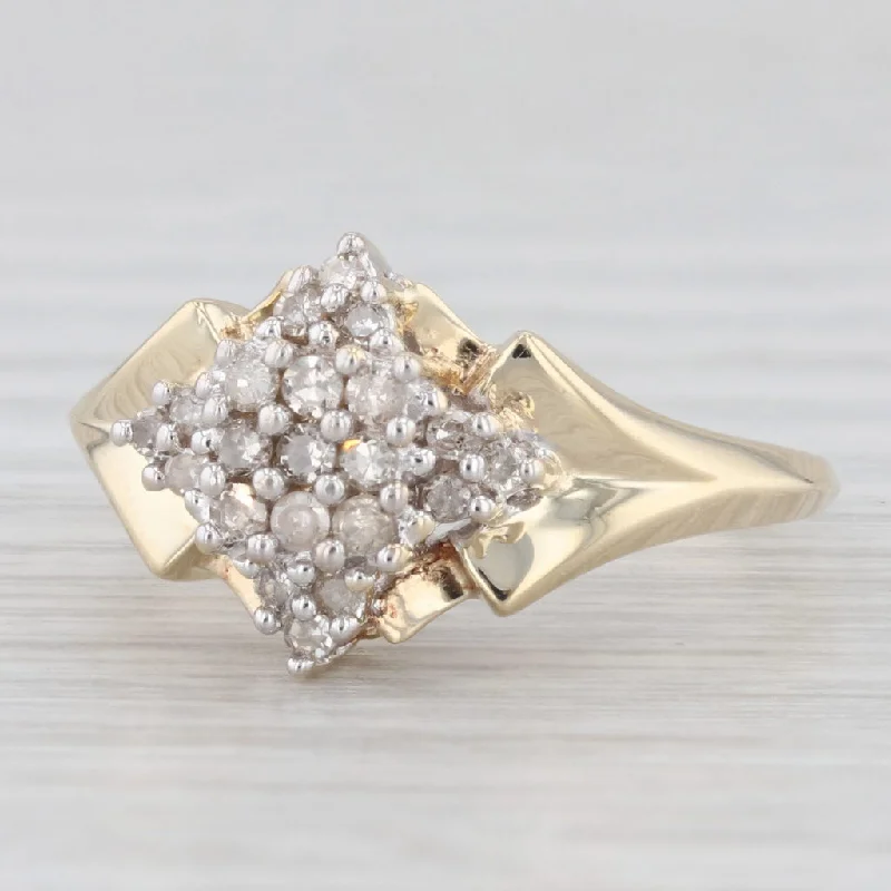 engagement-infinity-diamond-ring-0.20ctw Diamond Cluster Engagement Ring 10k Yellow Gold Size 7