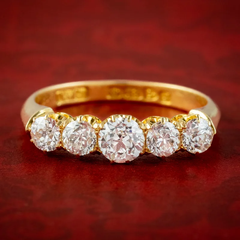 ladies-marquise-cut-diamond-rings-Antique Edwardian Diamond Five Stone Ring 1.4ct Diamond Dated 1909