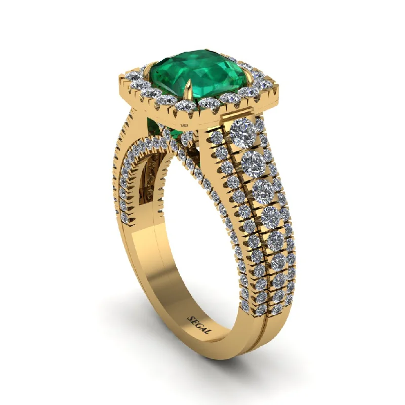 engagement-marquise-cut-silver-ring-Cushion Cut Emerald Eternal Splendor Engagement Ring - Lorelei No. 4