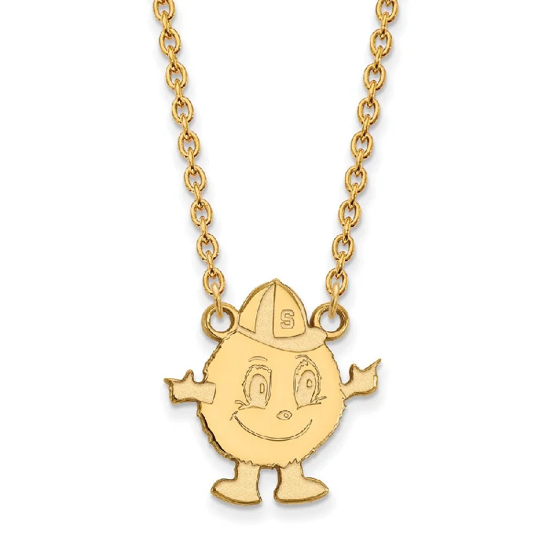 Ladies necklaces for students -14k Yellow Gold Syracuse U Lg Logo Pendant Necklace