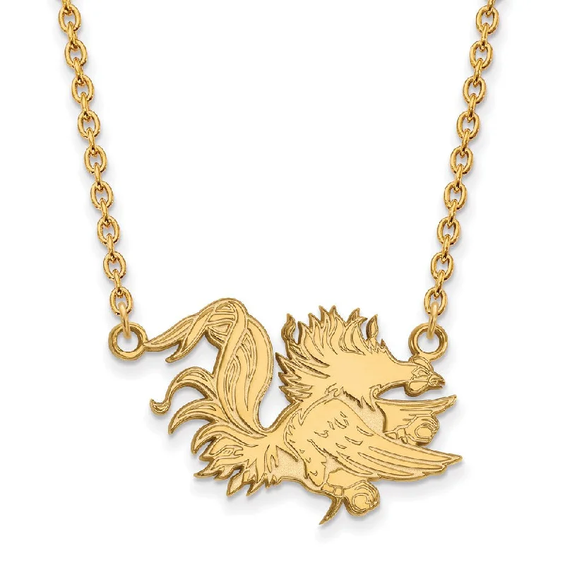 Ladies necklaces for trail days -10k Yellow Gold South Carolina Large Pendant Necklace