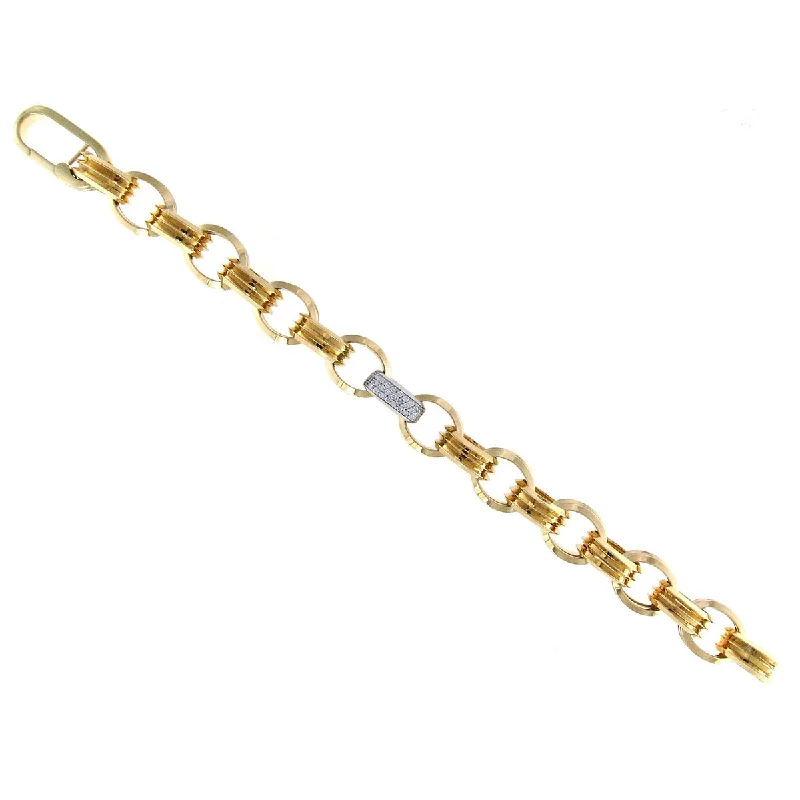 Ladies bracelets with burst charms -18KT Gold and Diamond Link Bracelet