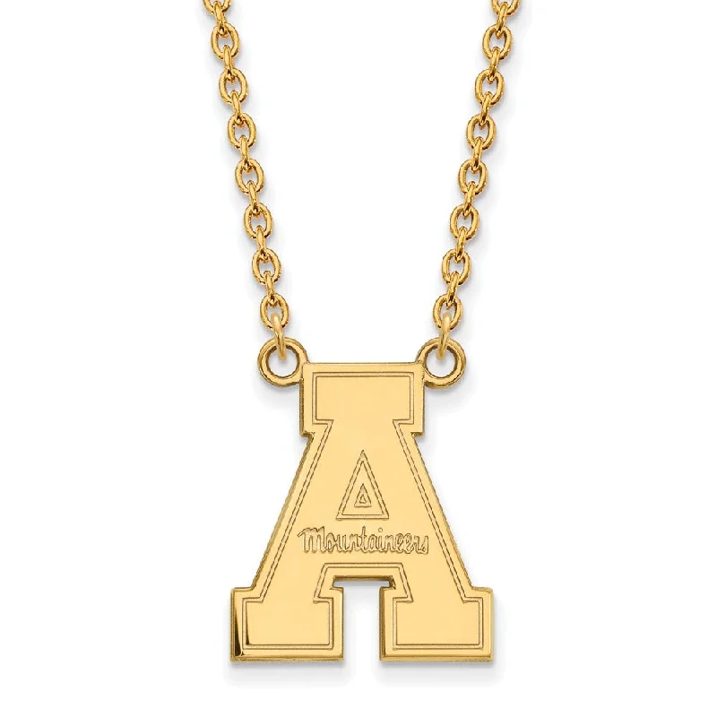 Ladies necklaces mirror finish -14k Yellow Gold Appalachian State Large Pendant Necklace