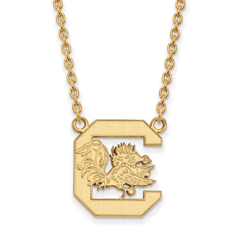 Ladies necklaces for dreamers -10k Yellow Gold South Carolina Large Gamecock Pendant Necklace