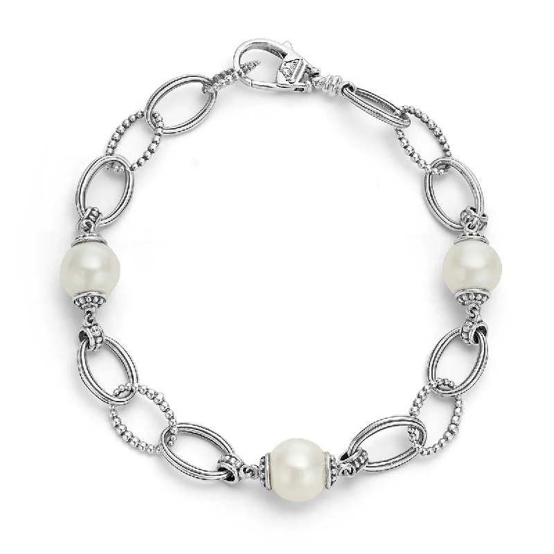 Ladies bracelets with fin charms -Pearl Link Bracelet