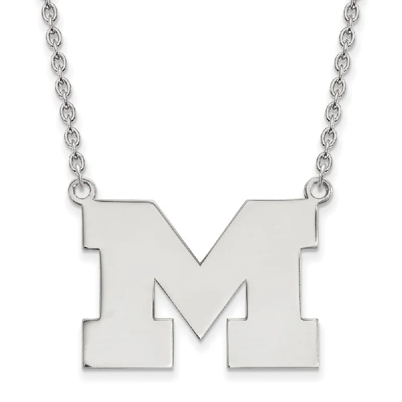 Ladies necklaces with forest malachite -Sterling Silver U of Michigan Large Initial M Pendant Necklace