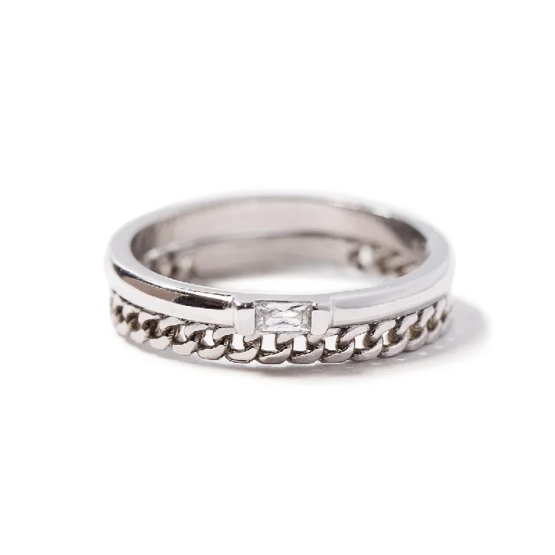 ladies-infinity-diamond-rings-Baguette Curb Chain Ring Set