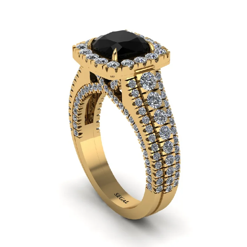 engagement-sapphire-unique-ring-Cushion Cut Black Diamond Eternal Splendor Engagement Ring - Lorelei No. 7