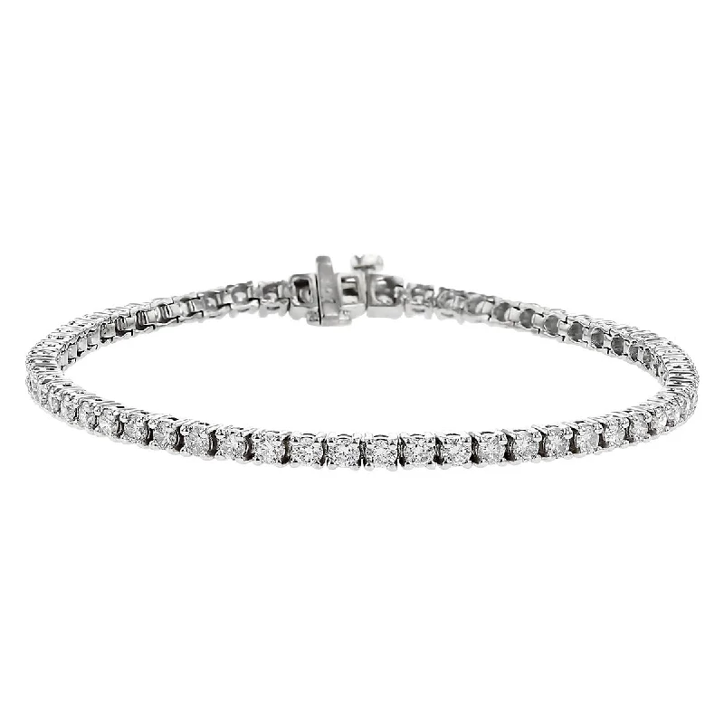 Ladies bracelets with flare charms -2.60-Carat Diamond 14K White Gold Tennis Bracelet