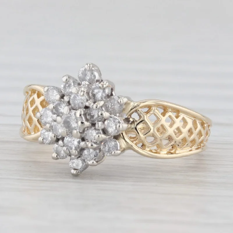 engagement-infinity-platinum-ring-0.39ctw Diamond Cluster Engagement Ring 10k Yellow Gold Size 5.25