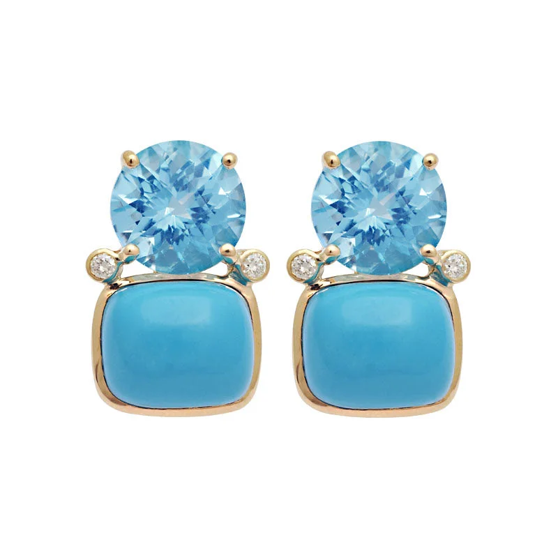 ladies-rustic-rose-gold-earrings-Earrings-Blue Topaz, Turquoise and Diamond